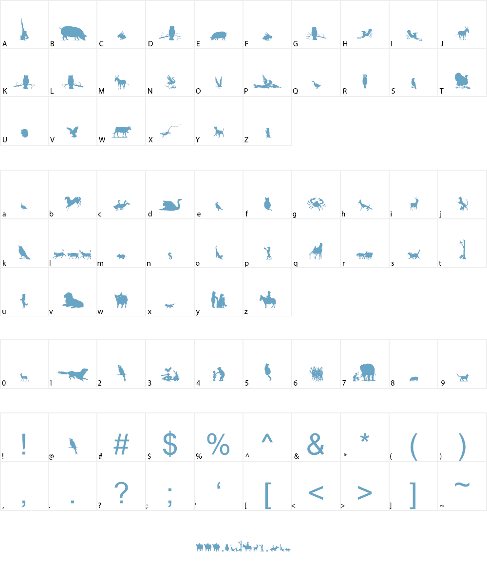 Animal Silhouettes Three Font Character